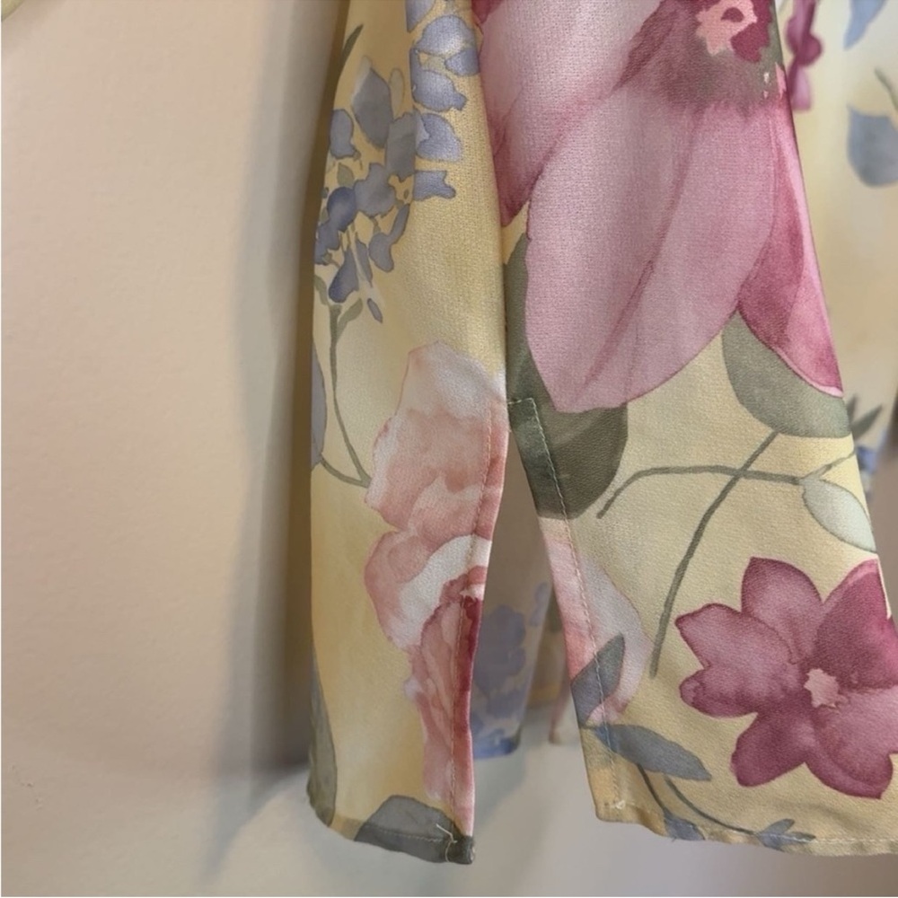 Willow Ridge vintage Floral Button-Up Blouse cottage core Sheer Top Large - Picture 4 of 6